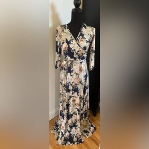PinkBlush Navy Floral Maternity Maxi Dress